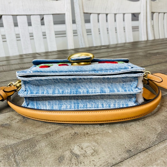 COACH Tabby Shoulder Bag 20 Cherry Embroidery NEW 2WAY Crossbody Denim - Picture 8 of 16